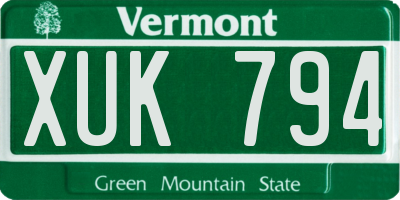 VT license plate XUK794