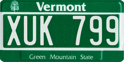 VT license plate XUK799