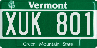 VT license plate XUK801