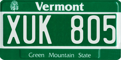 VT license plate XUK805