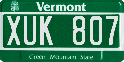 VT license plate XUK807