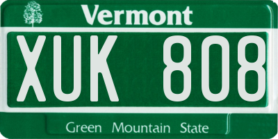 VT license plate XUK808