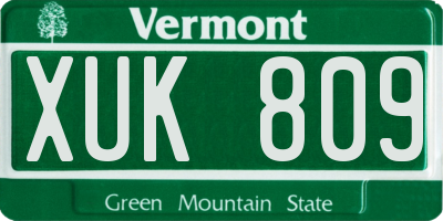 VT license plate XUK809