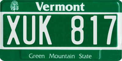 VT license plate XUK817