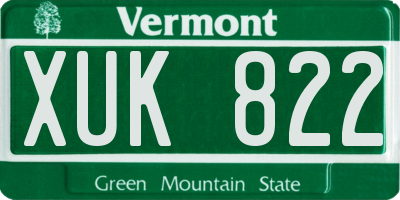 VT license plate XUK822