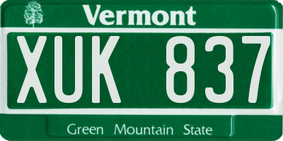VT license plate XUK837