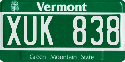 VT license plate XUK838