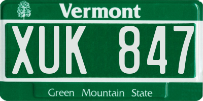 VT license plate XUK847