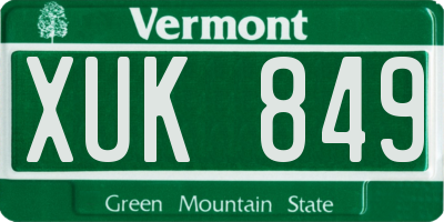 VT license plate XUK849