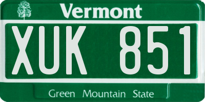 VT license plate XUK851
