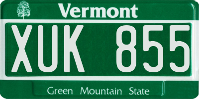 VT license plate XUK855