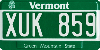 VT license plate XUK859