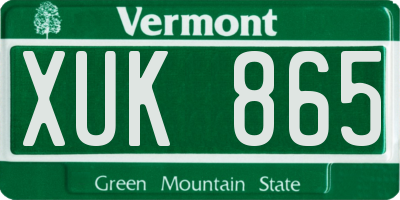 VT license plate XUK865