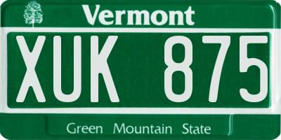 VT license plate XUK875