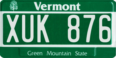 VT license plate XUK876