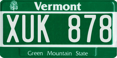 VT license plate XUK878