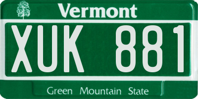 VT license plate XUK881