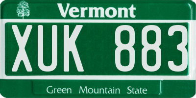 VT license plate XUK883