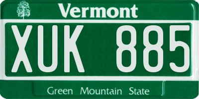 VT license plate XUK885