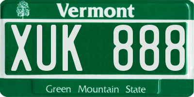VT license plate XUK888