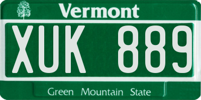 VT license plate XUK889