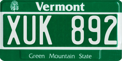 VT license plate XUK892