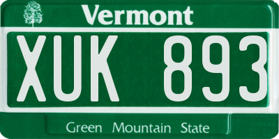 VT license plate XUK893