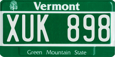 VT license plate XUK898