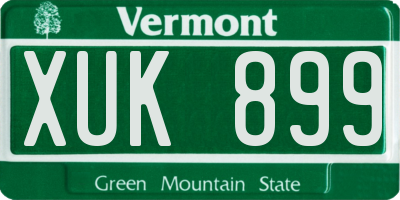 VT license plate XUK899