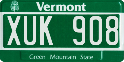 VT license plate XUK908