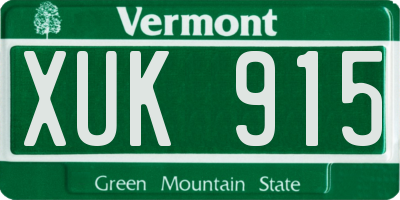 VT license plate XUK915
