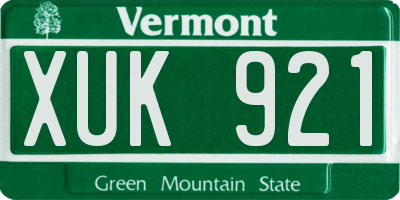 VT license plate XUK921