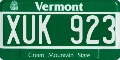 VT license plate XUK923