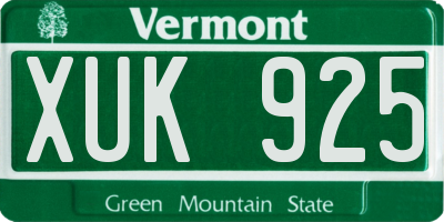 VT license plate XUK925
