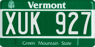 VT license plate XUK927