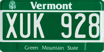 VT license plate XUK928