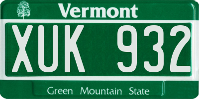 VT license plate XUK932