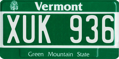 VT license plate XUK936