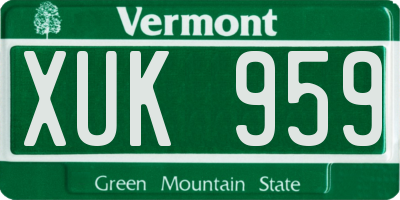 VT license plate XUK959