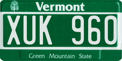 VT license plate XUK960