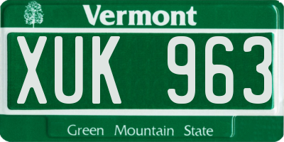 VT license plate XUK963