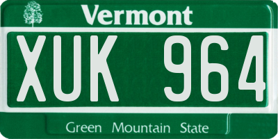 VT license plate XUK964