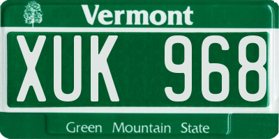 VT license plate XUK968