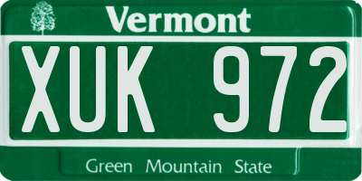 VT license plate XUK972