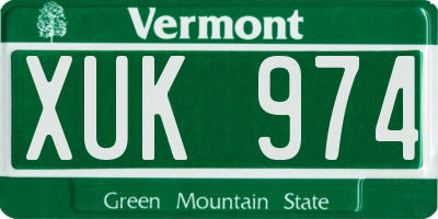 VT license plate XUK974