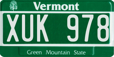 VT license plate XUK978