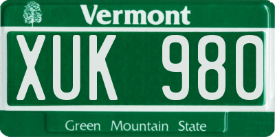 VT license plate XUK980