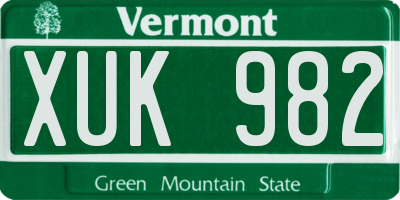 VT license plate XUK982