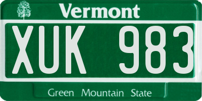 VT license plate XUK983