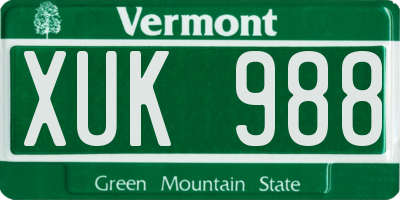 VT license plate XUK988